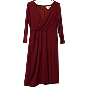 Ann Taylor Loft Midi Dress Womens Medium Wine Career Office Business Stretchy